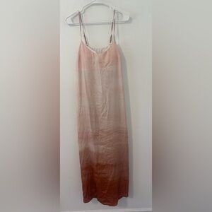 Soma Crinkle Satin Maxi Bra Dress Sunset Colors Vacation Flowy NWT Medium